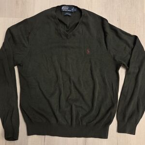 Ralph Lauren Men's Dark Green V-Neck Sweater